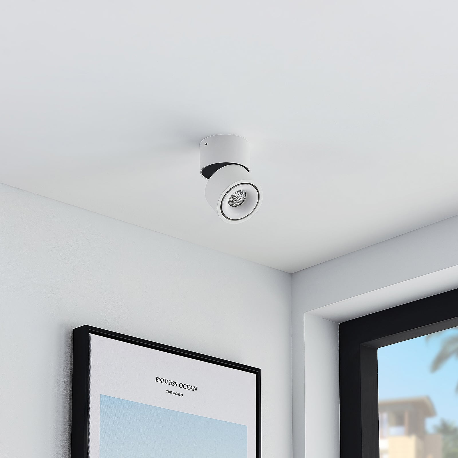 LED takspot Rotari 1-lys dimbar hvit Ø7,5 cm detalj av lyshode