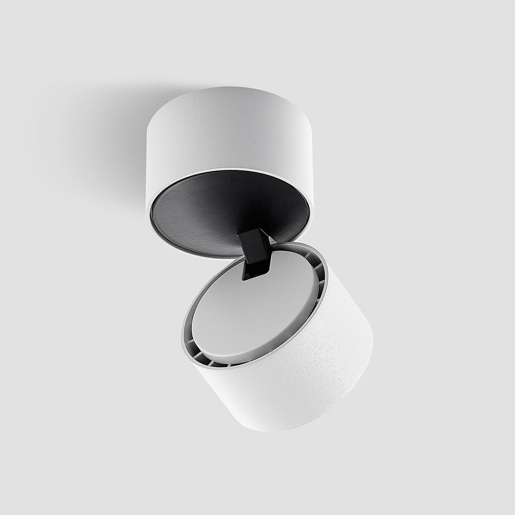 LED takspot Rotari 1-lys dimbar hvit Ø7,5 cm nærbilde av aluminiumshus