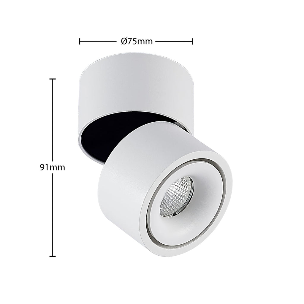 LED takspot Rotari 1-lys dimbar hvit Ø7,5 cm sideprofil