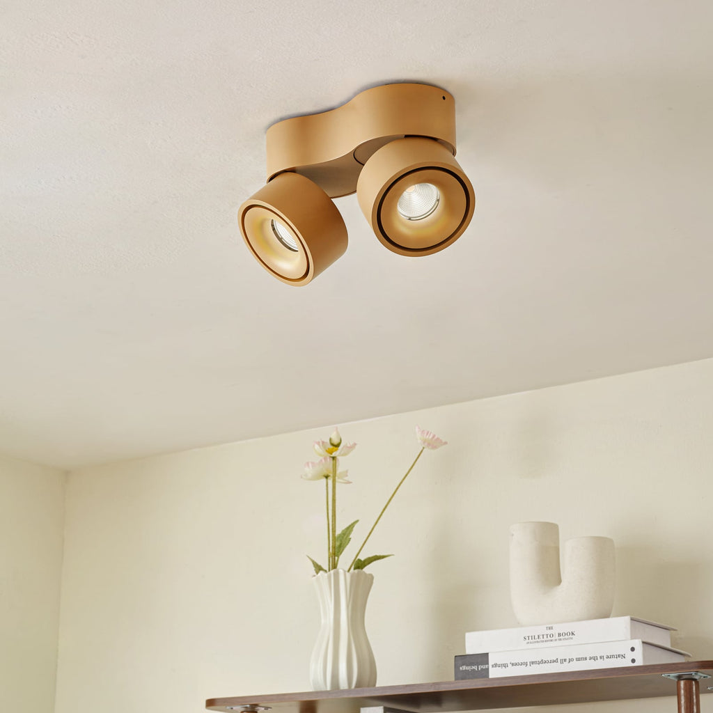 Bakside av LED takspot Rotari 2-lys brun aluminium dimbar 8,9W