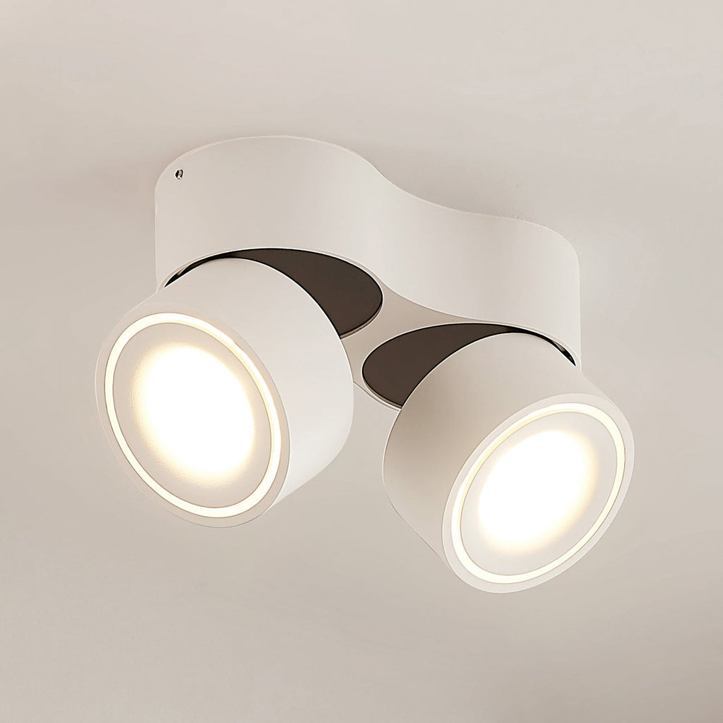 LED takspot Rotari 2-lys dimbar hvit aluminium forfra