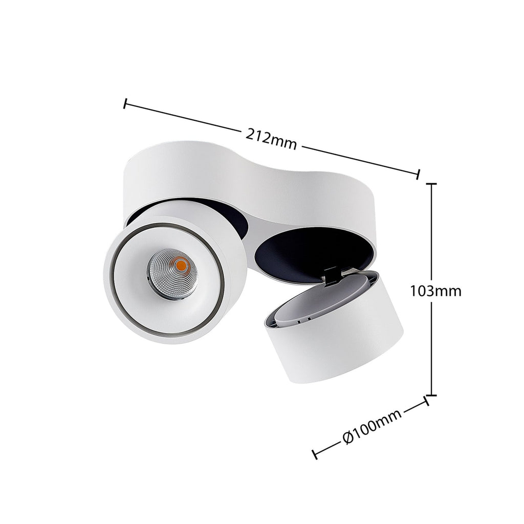 LED takspot Rotari 2-lys dimbar hvit aluminium detalj
