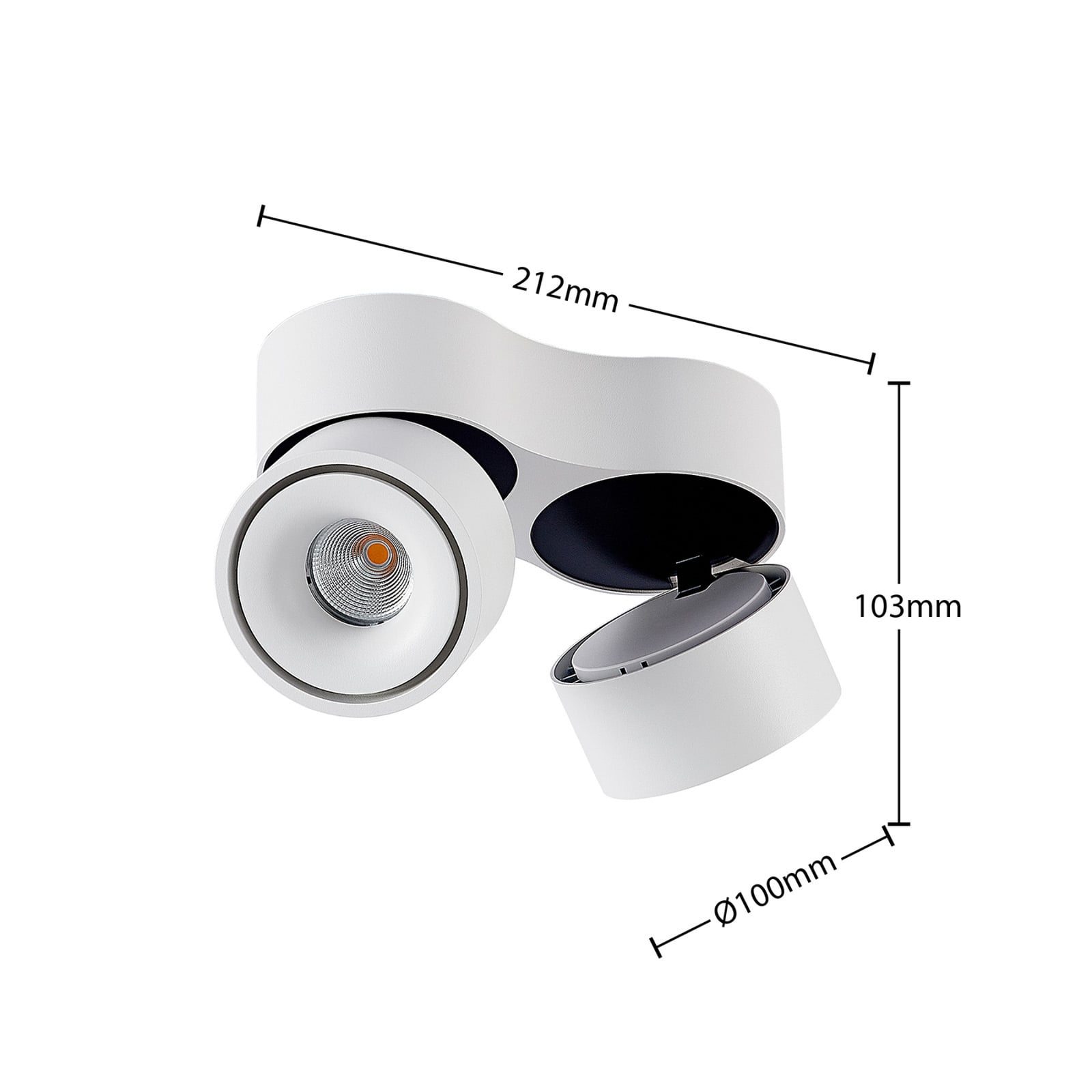 LED takspot Rotari 2-lys dimbar hvit aluminium detalj
