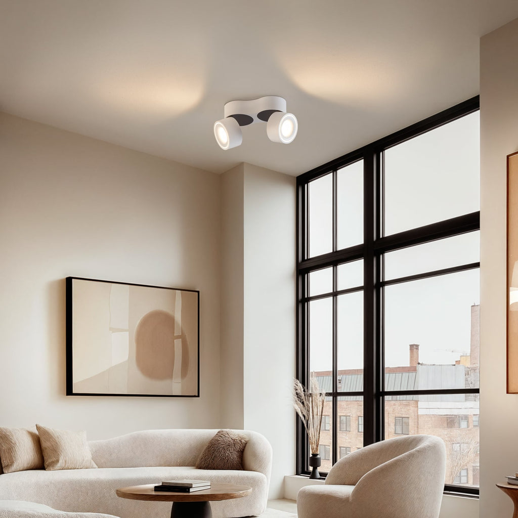 LED takspot Rotari 2-lys dimbar hvit aluminium montert