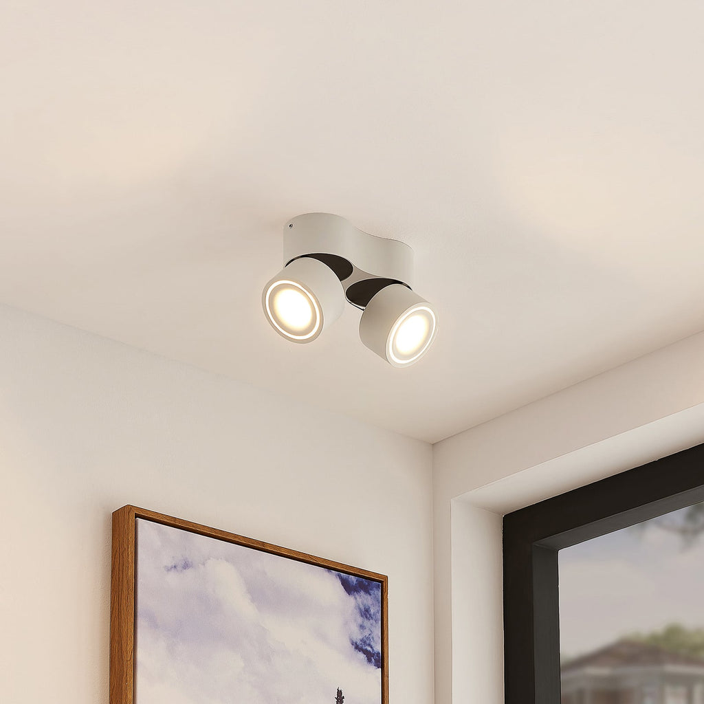 LED takspot Rotari 2-lys dimbar hvit aluminium bakside