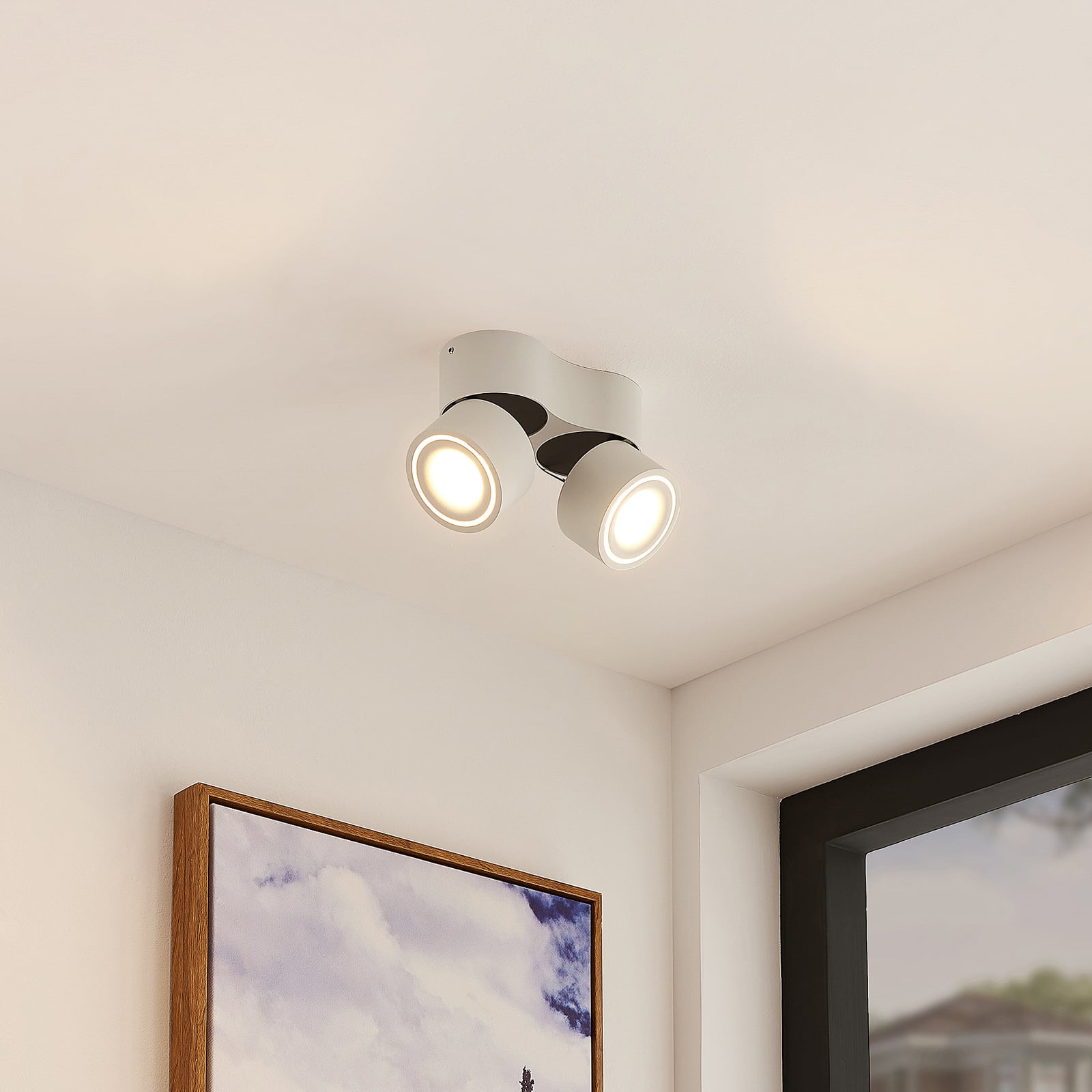 LED takspot Rotari 2-lys dimbar hvit aluminium bakside
