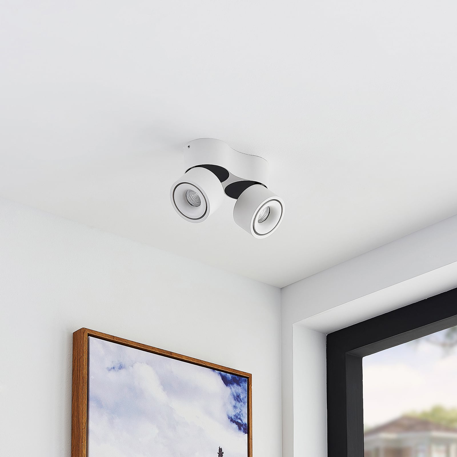 LED takspot Rotari 2-lys dimbar hvit aluminium detalj av spotter