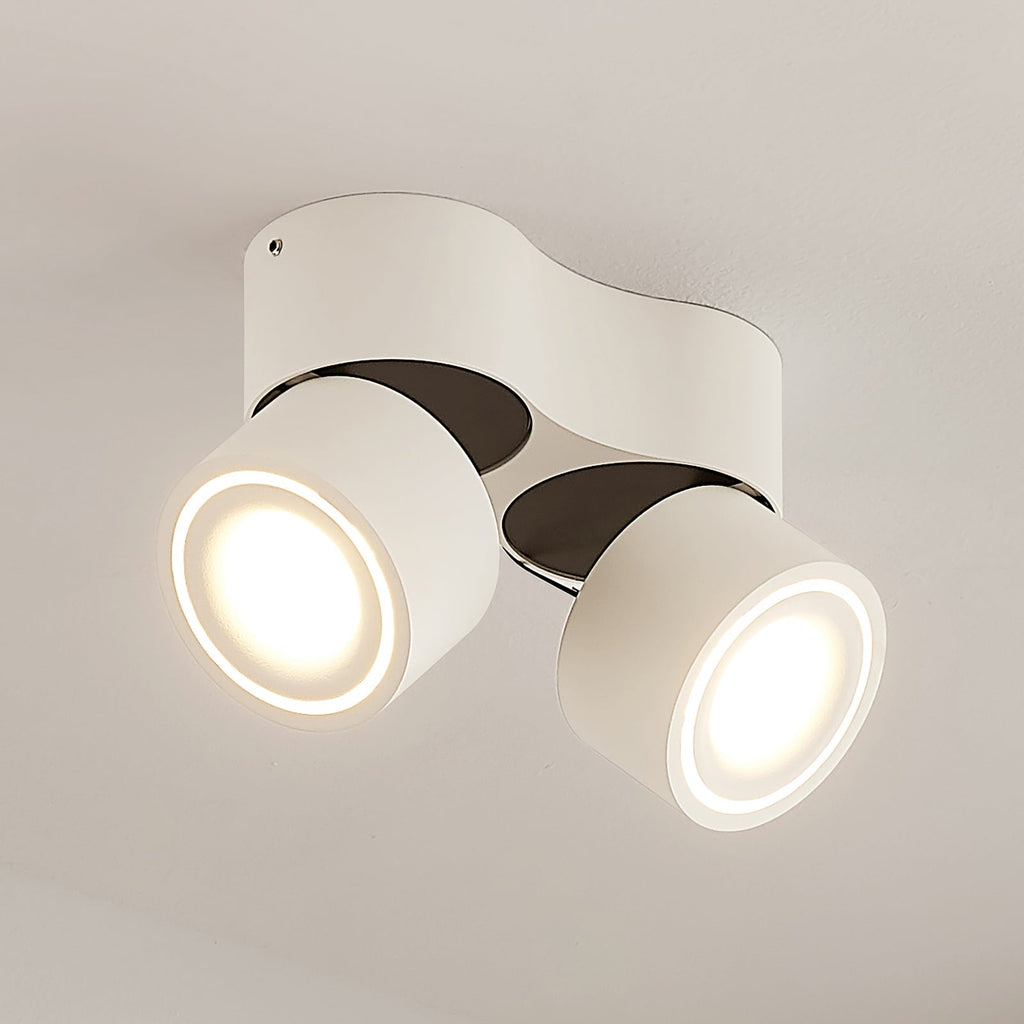 LED takspot Rotari 2-lys dimbar hvit aluminium forfra