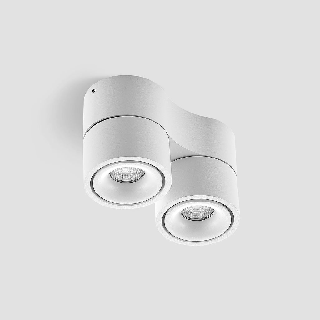 LED takspot Rotari 2-lys dimbar hvit aluminium montert i rom