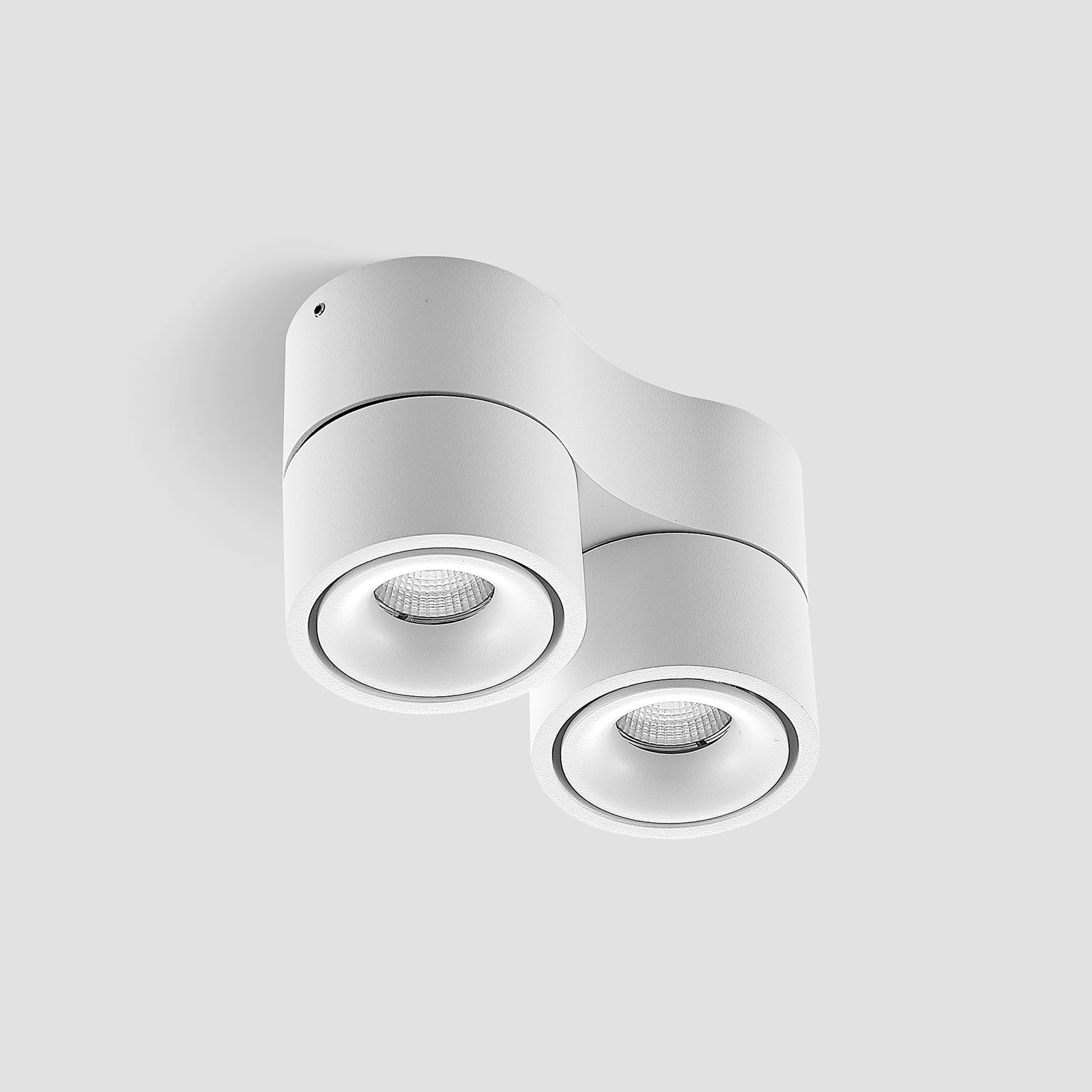 LED takspot Rotari 2-lys dimbar hvit aluminium montert i rom