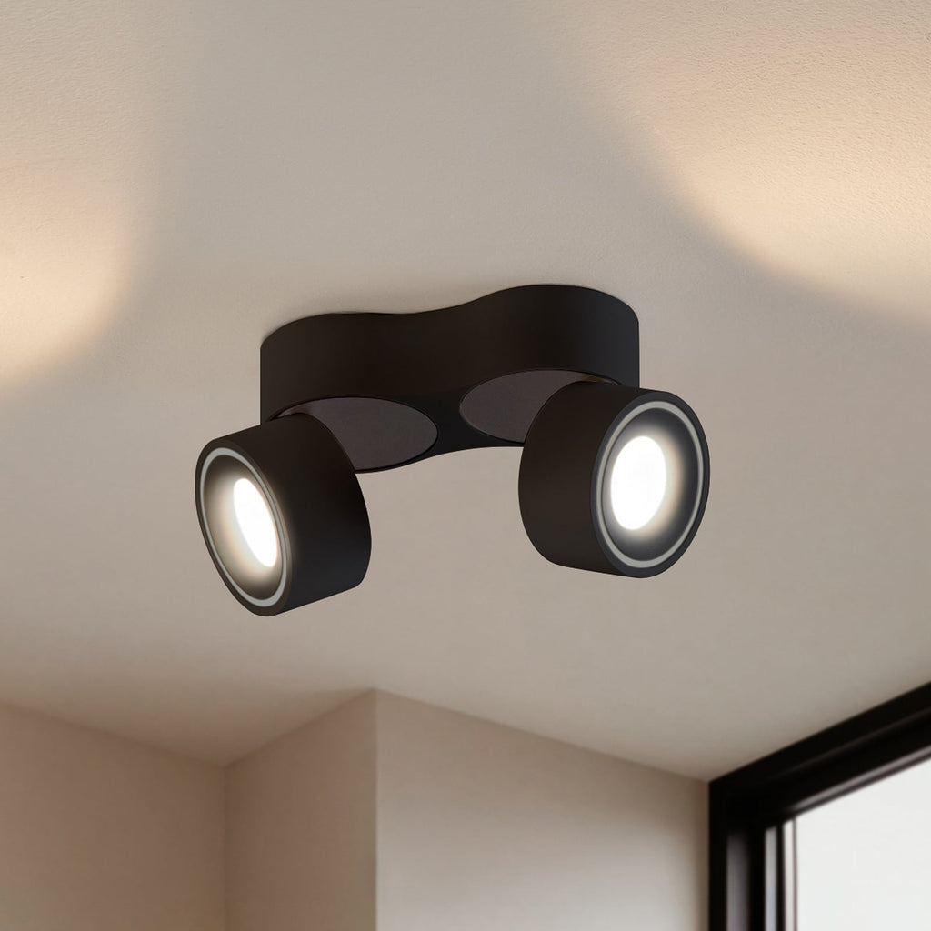 LED takspot Rotari 2-lys svart dimbar forfra