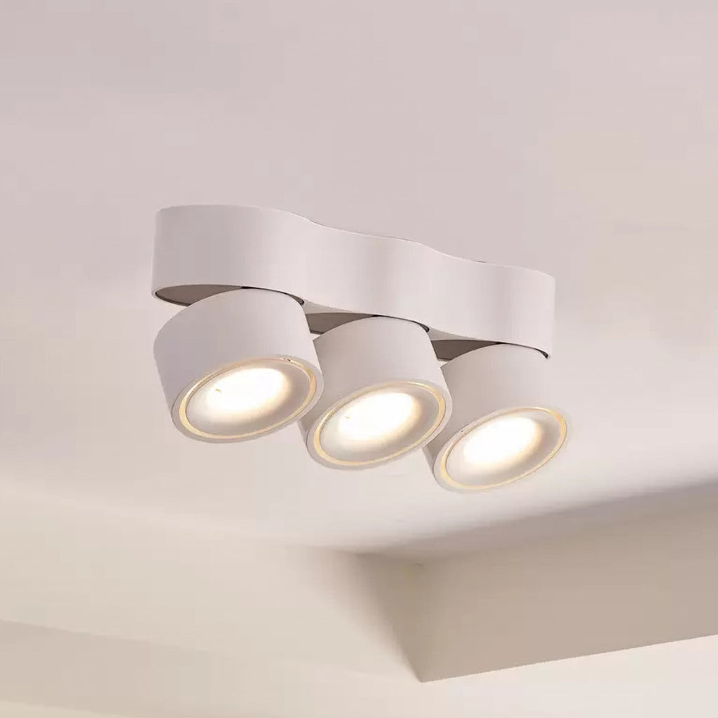 LED takspot Rotari 3-lys dimbar hvit aluminium forfra