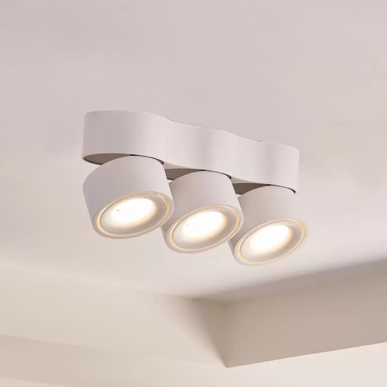 LED takspot Rotari 3-lys dimbar hvit aluminium forfra