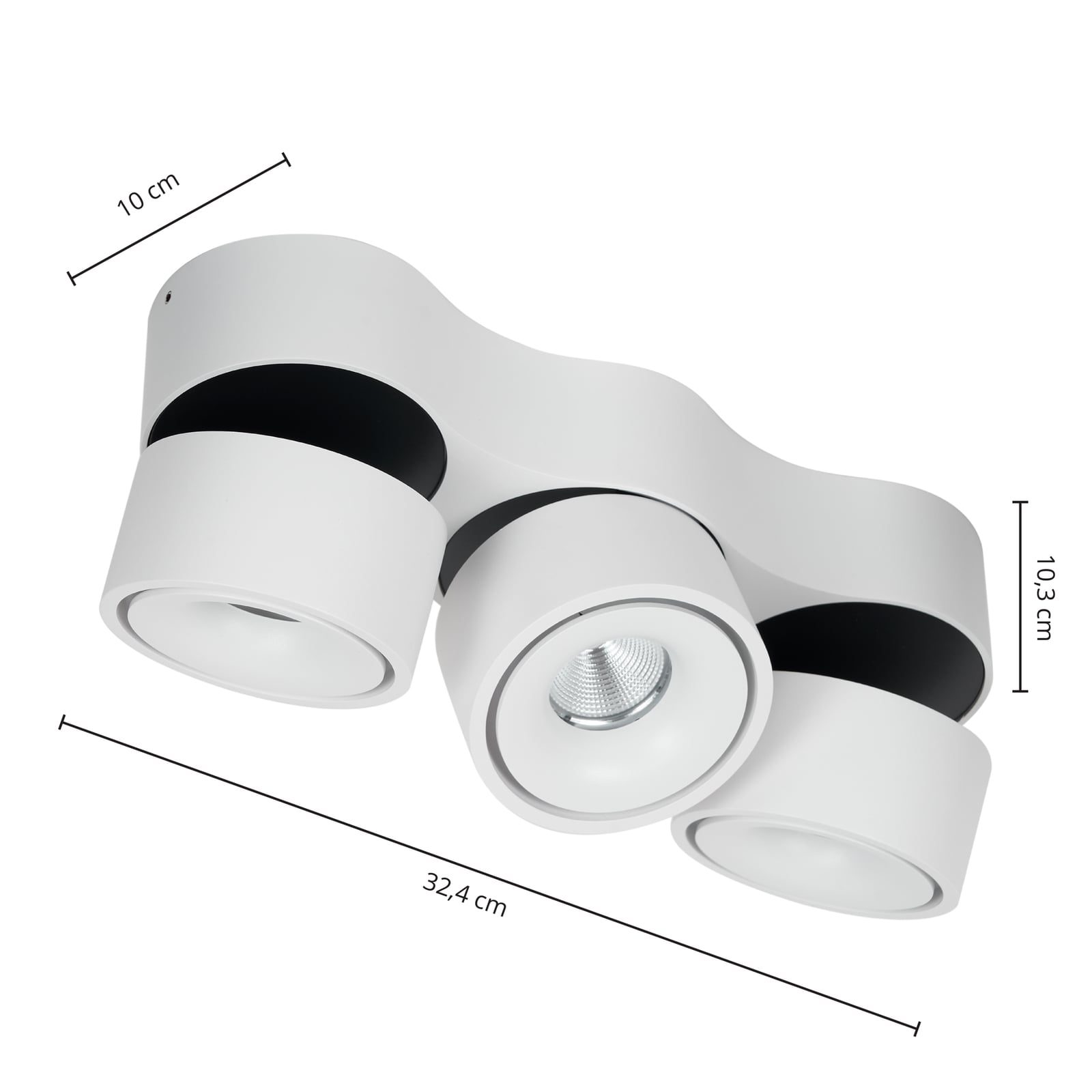 Detalj av LED takspot Rotari 3-lys dimbar hvit aluminium
