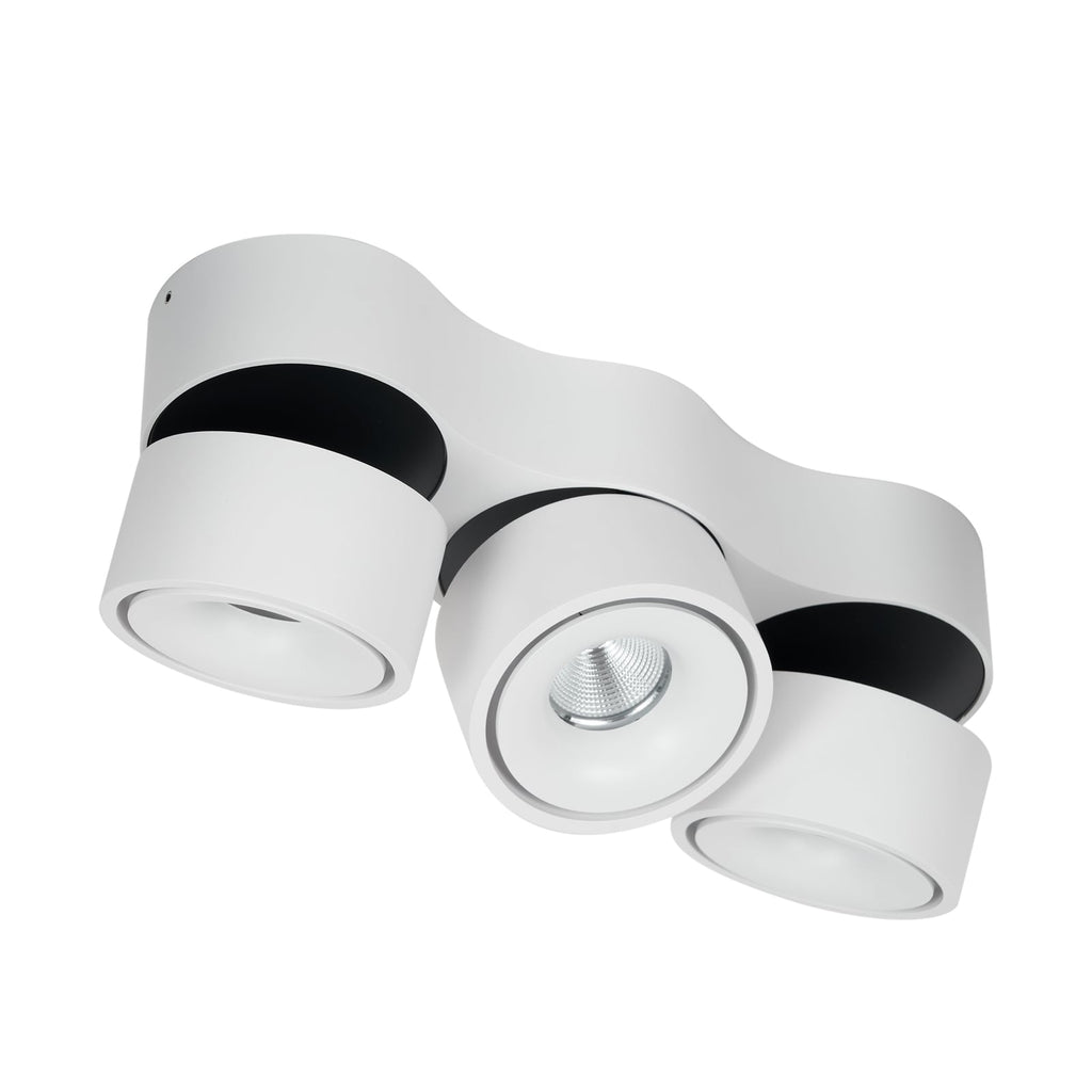 Montert LED takspot Rotari 3-lys dimbar hvit aluminium i rom