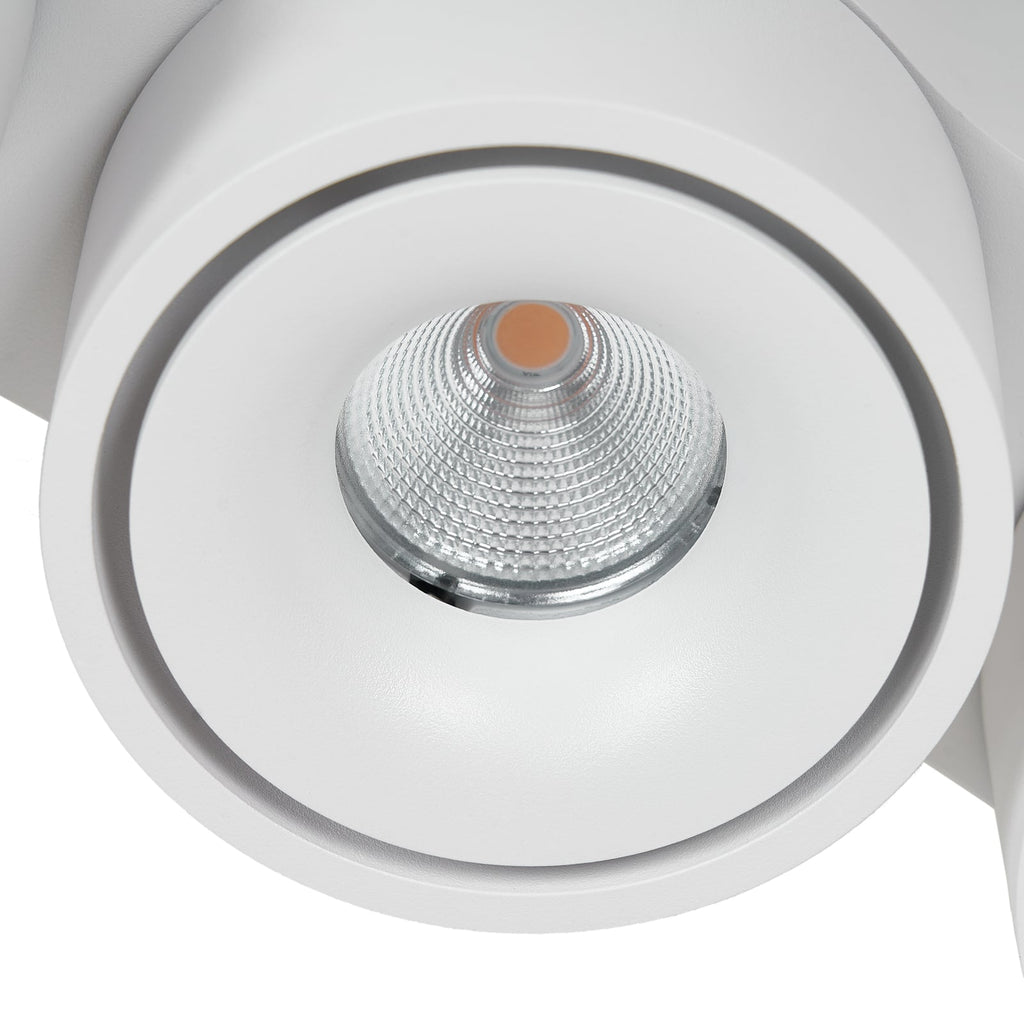 LED takspot Rotari 3-lys dimbar hvit aluminium fra siden