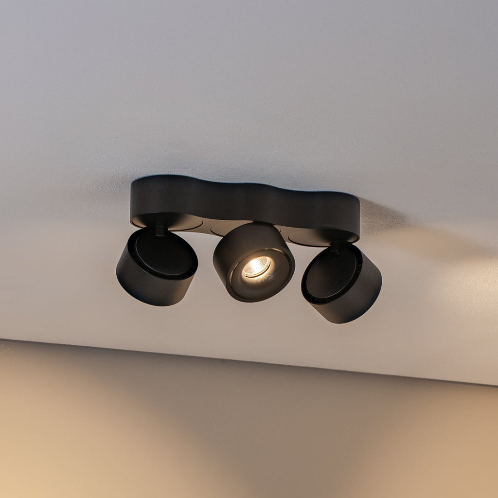 LED-takspot Rotari 3-lys svart dimbar svingbar forfra
