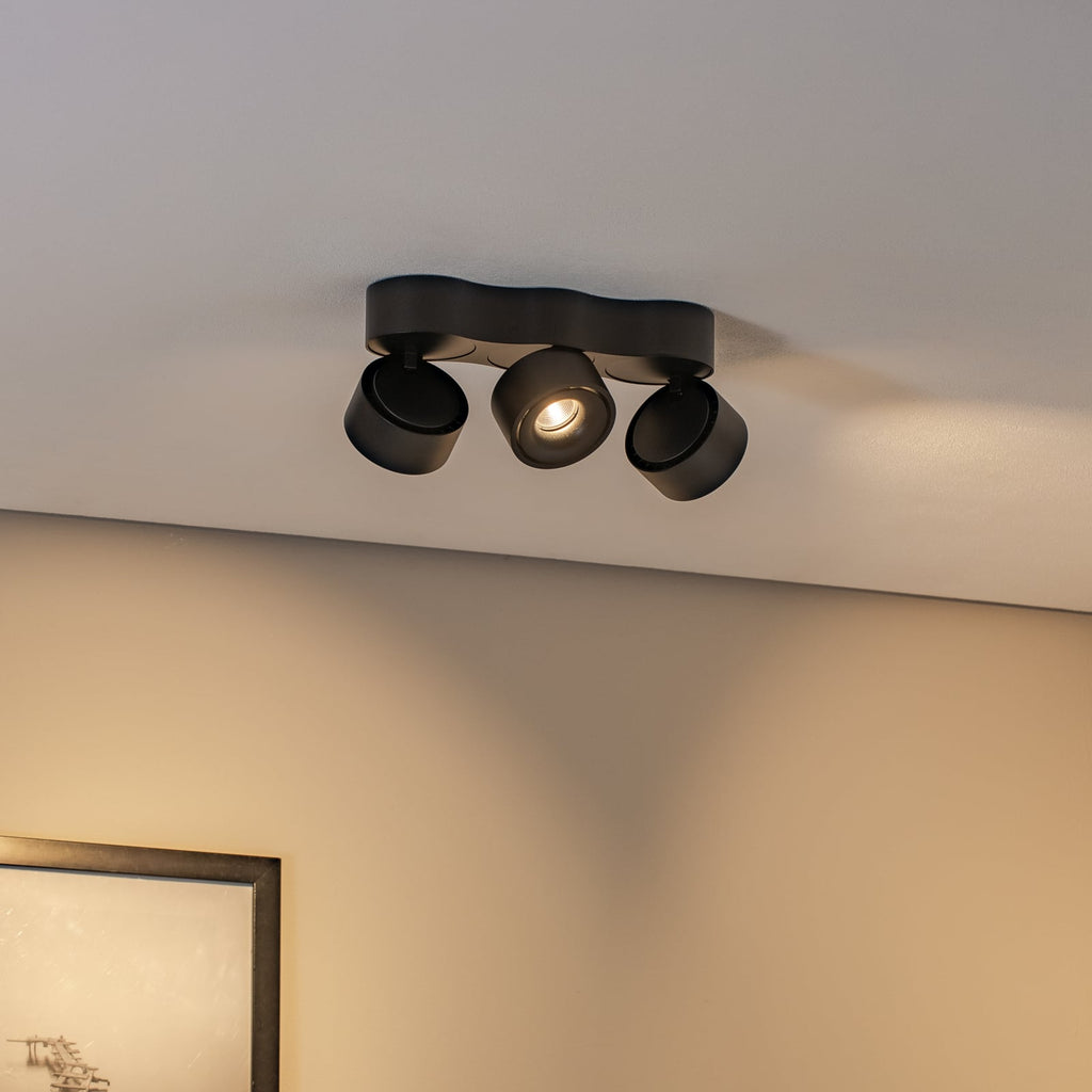 LED-takspot Rotari 3-lys svart dimbar svingbar bakside