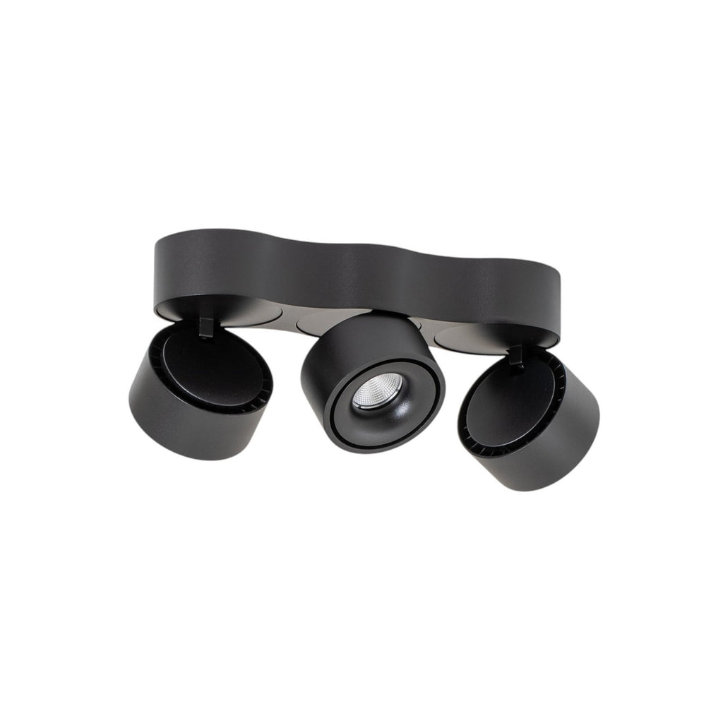 LED-takspot Rotari 3-lys svart dimbar svingbar montert i rom