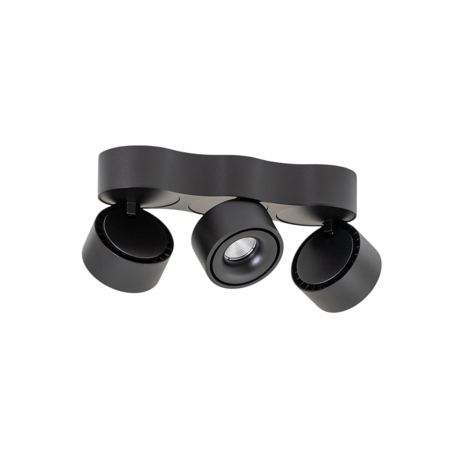 LED-takspot Rotari 3-lys svart dimbar svingbar montert i rom
