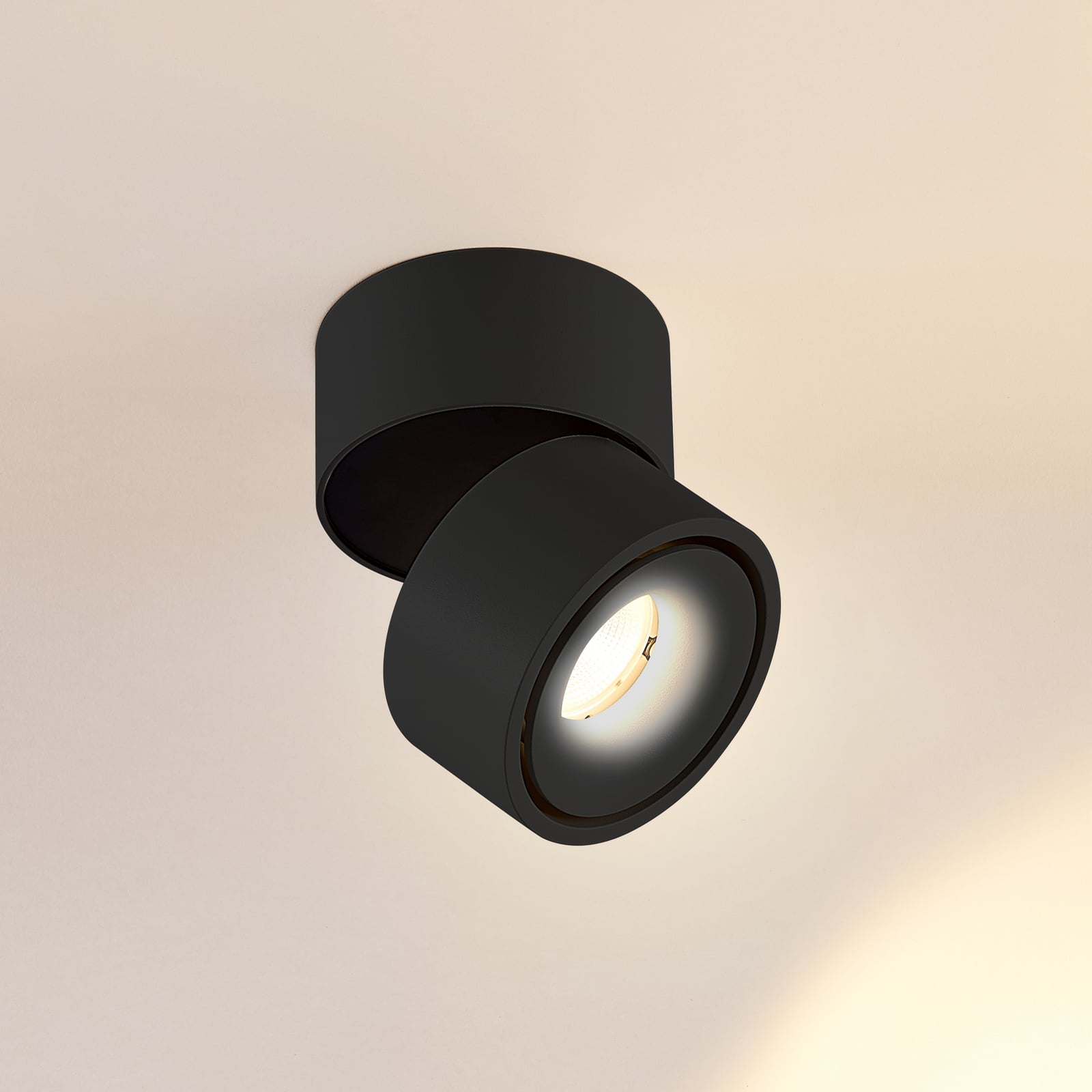 LED takspot Rotari dimbar svart aluminium forfra