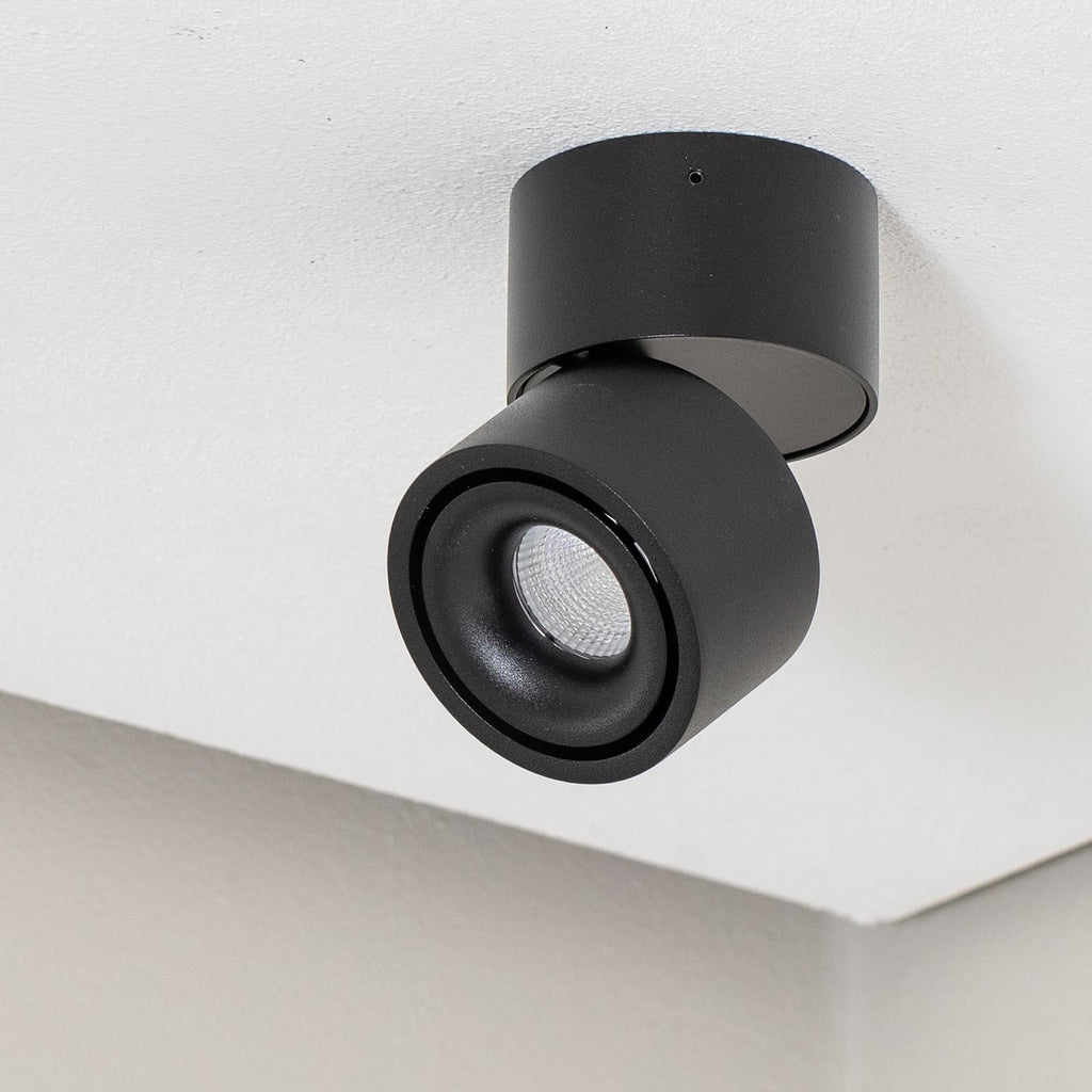 LED takspot Rotari dimbar svart aluminium montert i tak