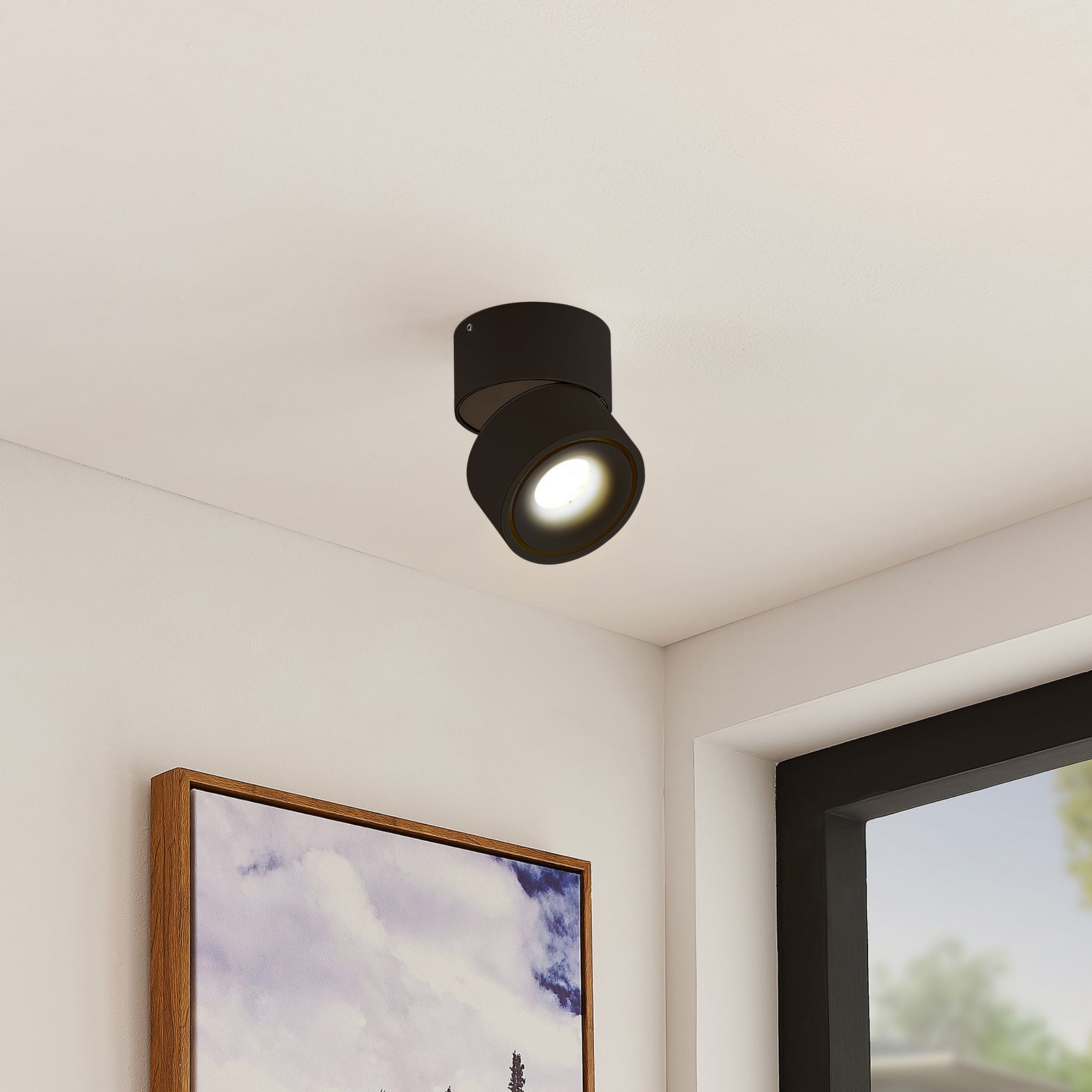 LED takspot Rotari svart dimbar Ø10 cm 980 lm bakside
