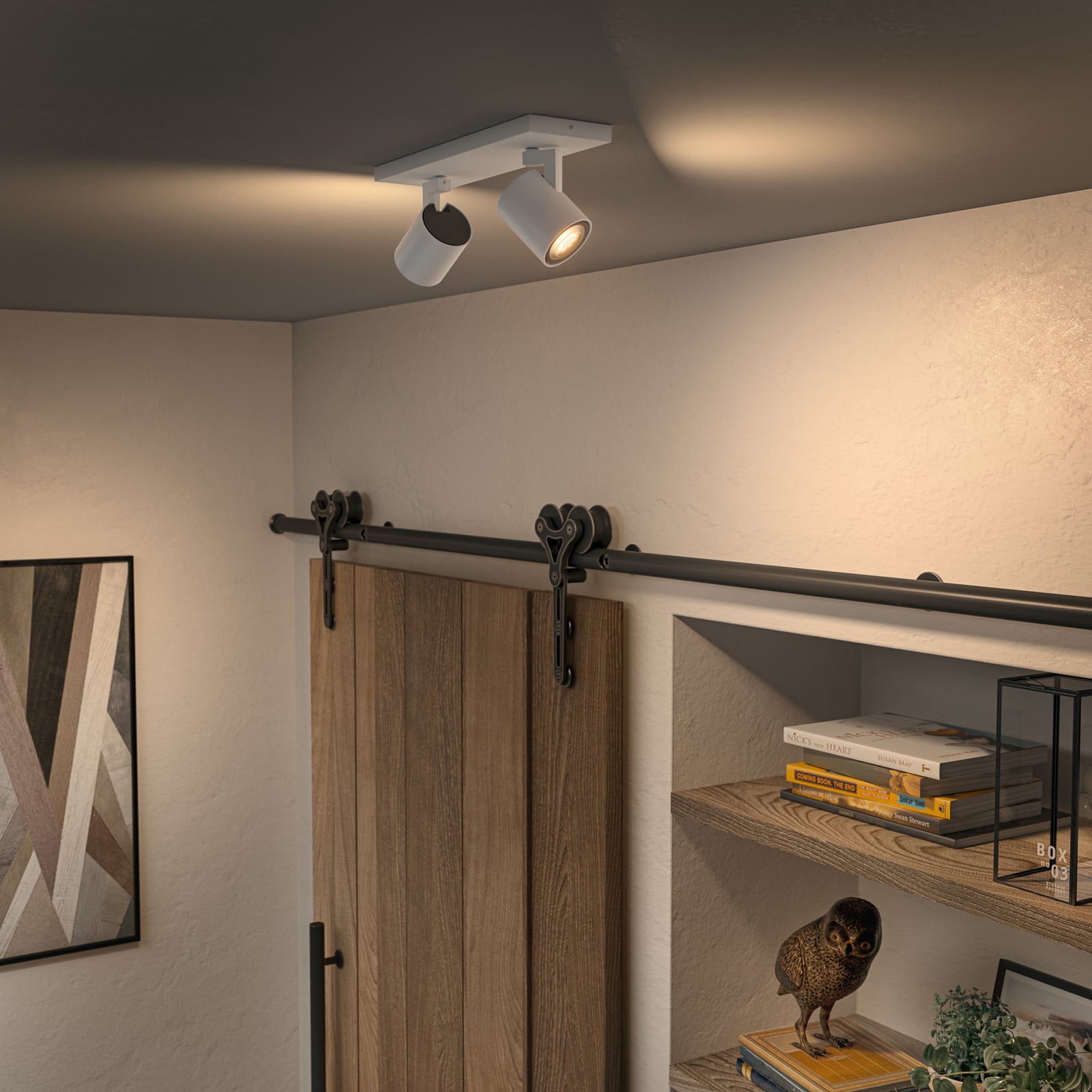 LED takspot Runner 2-lys GU10 dimbar hvit med fjernkontroll bakside