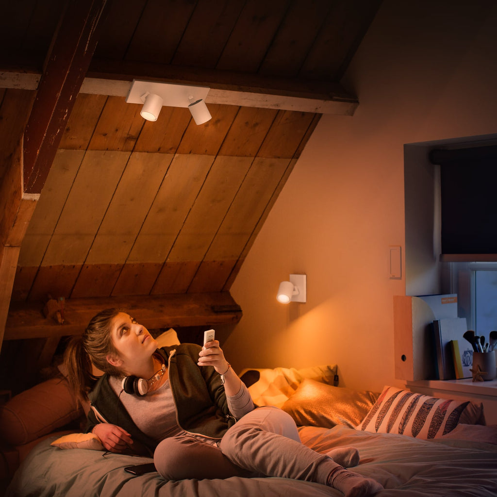 LED takspot Runner 2-lys GU10 dimbar hvit med fjernkontroll detalj