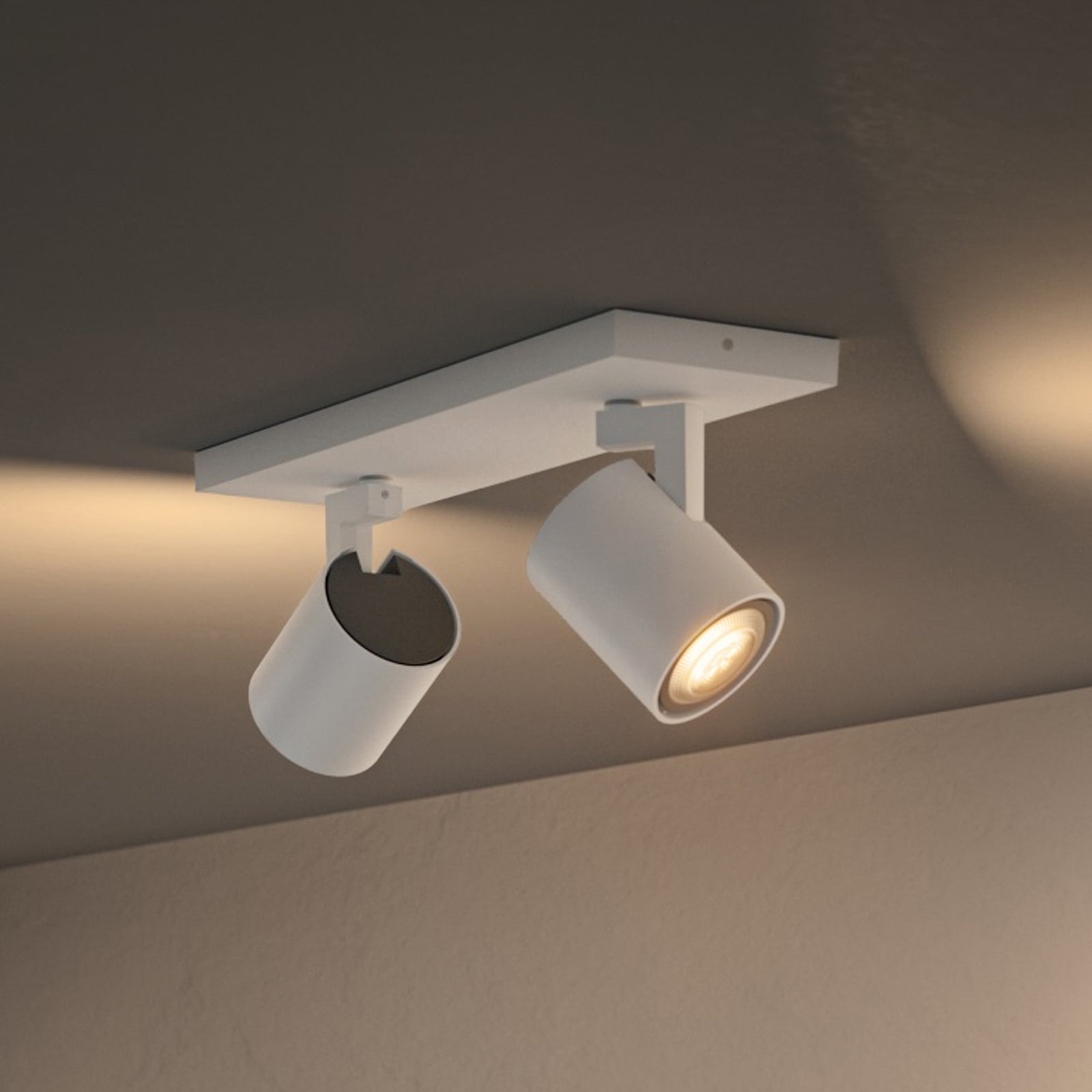 LED takspot Runner 2-lys GU10 dimbar hvit med fjernkontroll front