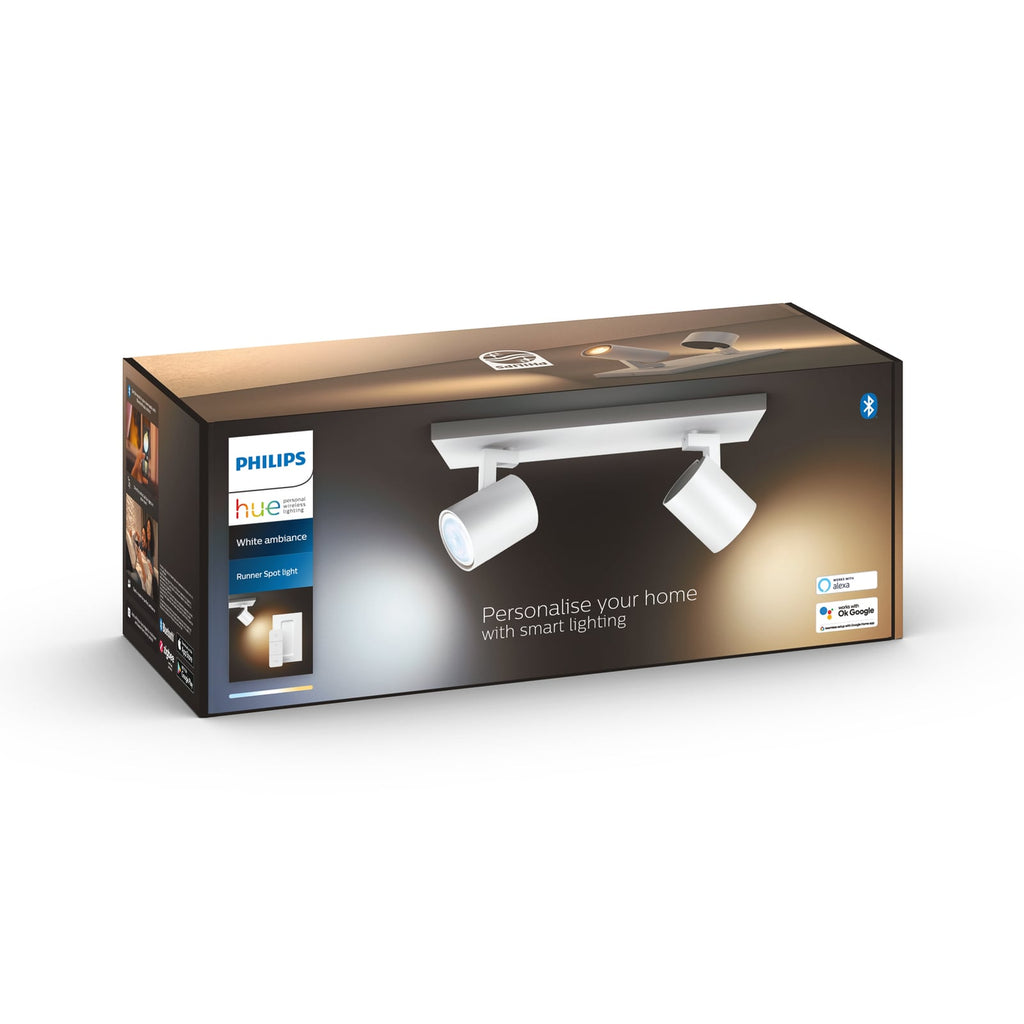 LED takspot Runner 2-lys GU10 dimbar hvit med fjernkontroll lysmodus