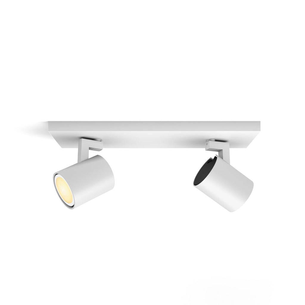 LED takspot Runner 2-lys GU10 dimbar hvit med fjernkontroll montert