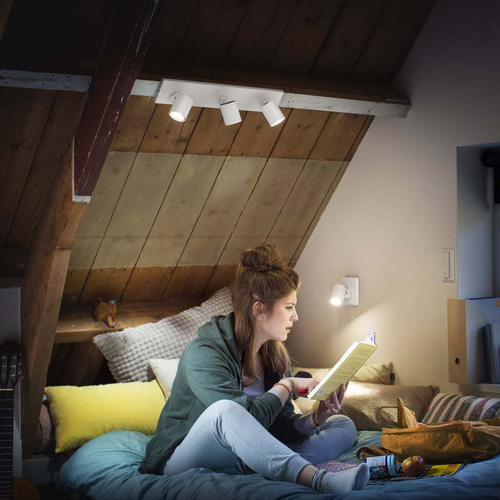 LED takspot Runner 3-lys GU10 dimbar hvit med fjernkontroll Philips Hue detalj av lampe