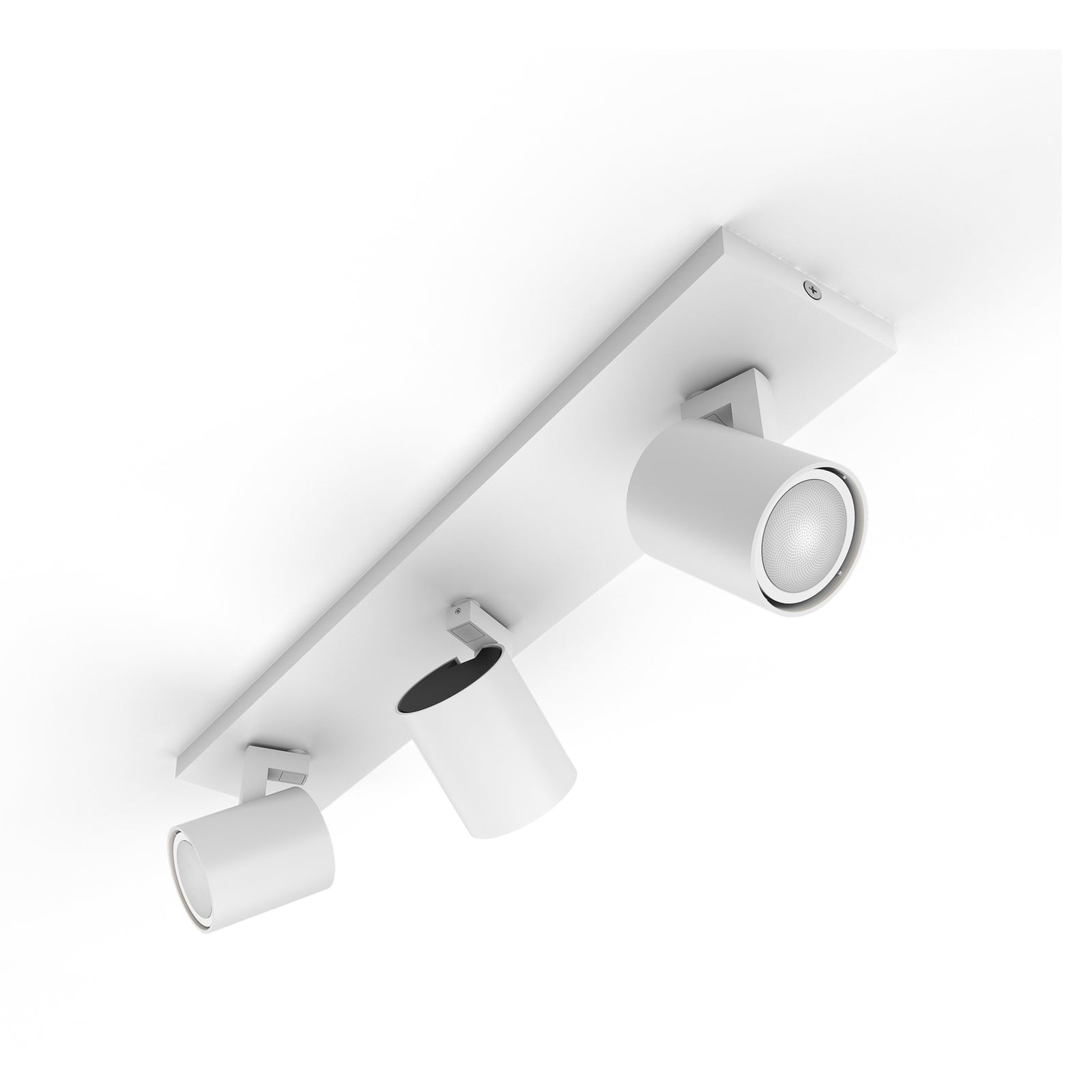 LED takspot Runner 3-lys GU10 dimbar hvit med fjernkontroll Philips Hue montert i tak