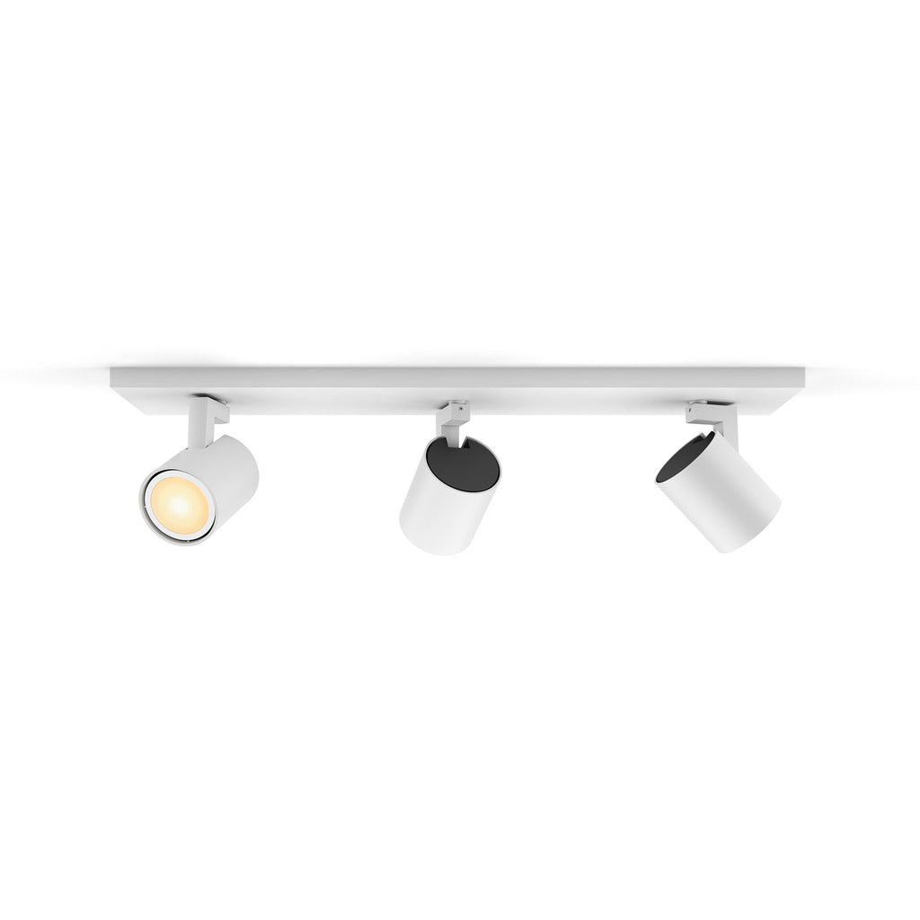 LED takspot Runner 3-lys GU10 dimbar hvit med fjernkontroll Philips Hue nærbilde av spots