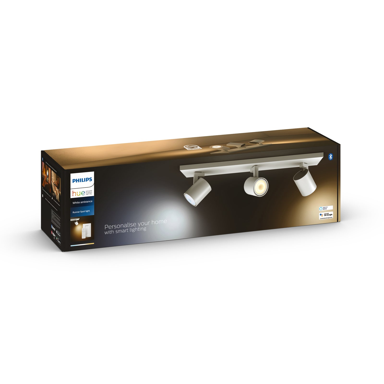 LED takspot Runner 3-lys GU10 dimbar hvit med fjernkontroll - Philips Hue