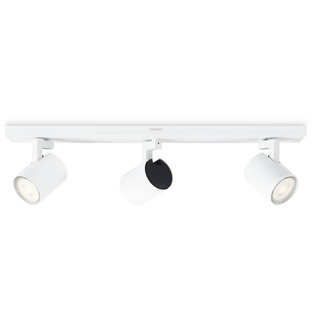 LED takspot Runner 3-lys hvit GU10 varmhvit - Philips forfra