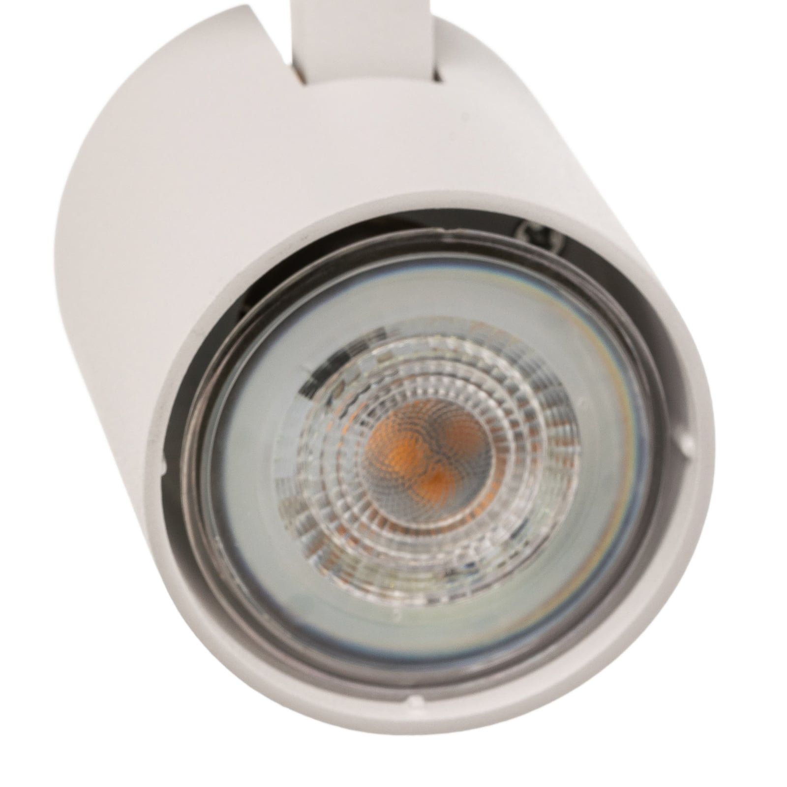 Nærbilde av justerbare spotter på LED takspot Runner 3-lys hvit GU10 varmhvit - Philips