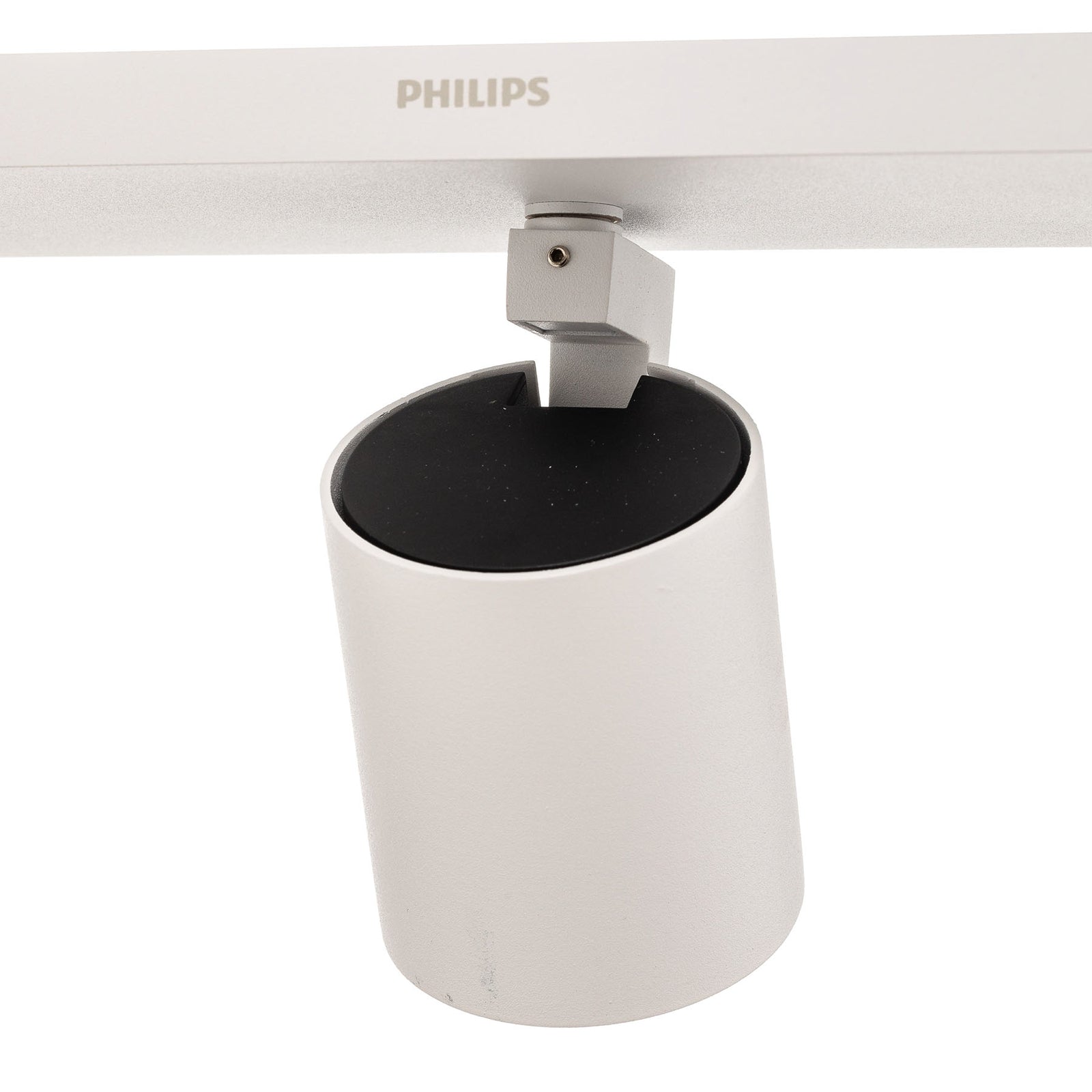 Sidevisning av LED takspot Runner 3-lys hvit GU10 varmhvit - Philips