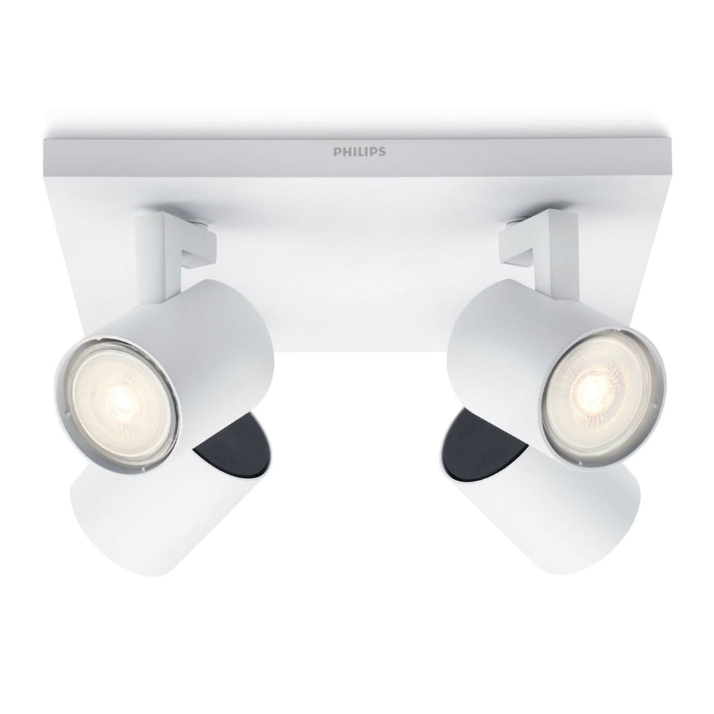 LED takspot Runner 4-lys hvit kvadratisk 24x24 cm Philips forfra