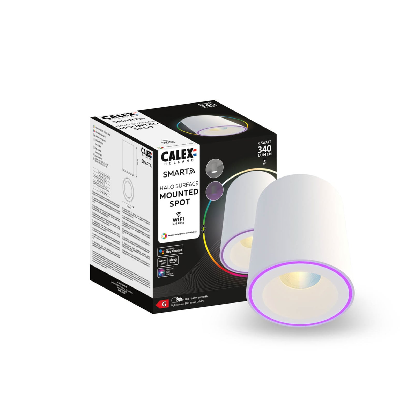 LED takspot Smart Halo CCT RGB dimbar hvit Ø10 cm montert