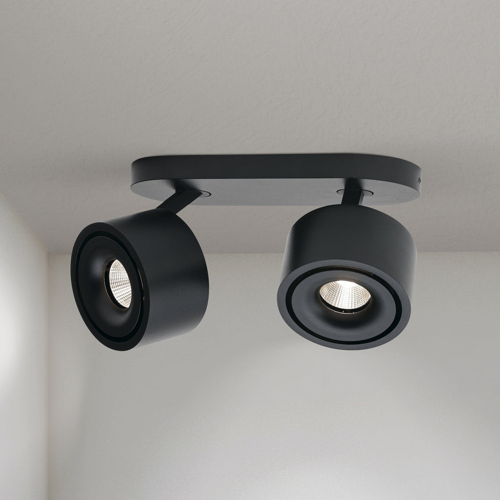 LED takspot Specter 2-lys svart aluminium dimbar foran
