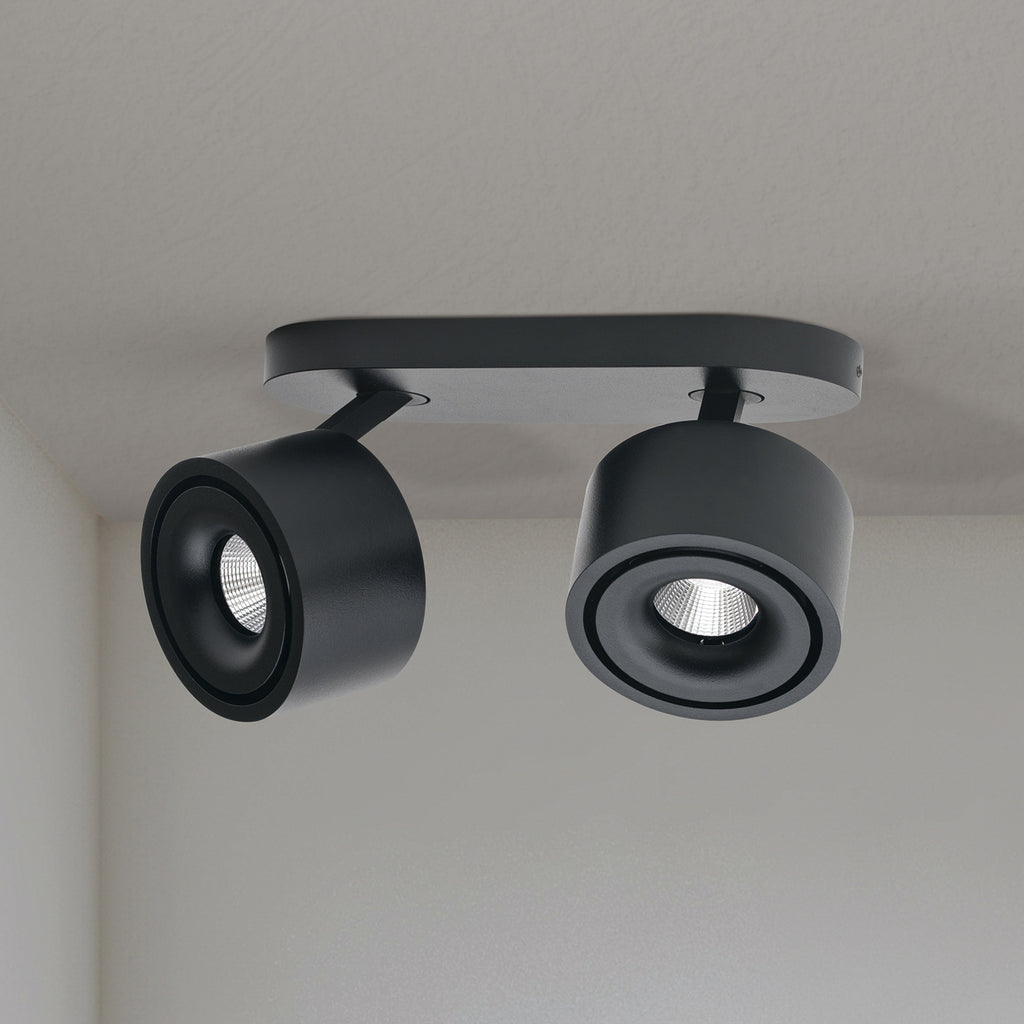 LED takspot Specter 2-lys svart aluminium dimbar montert