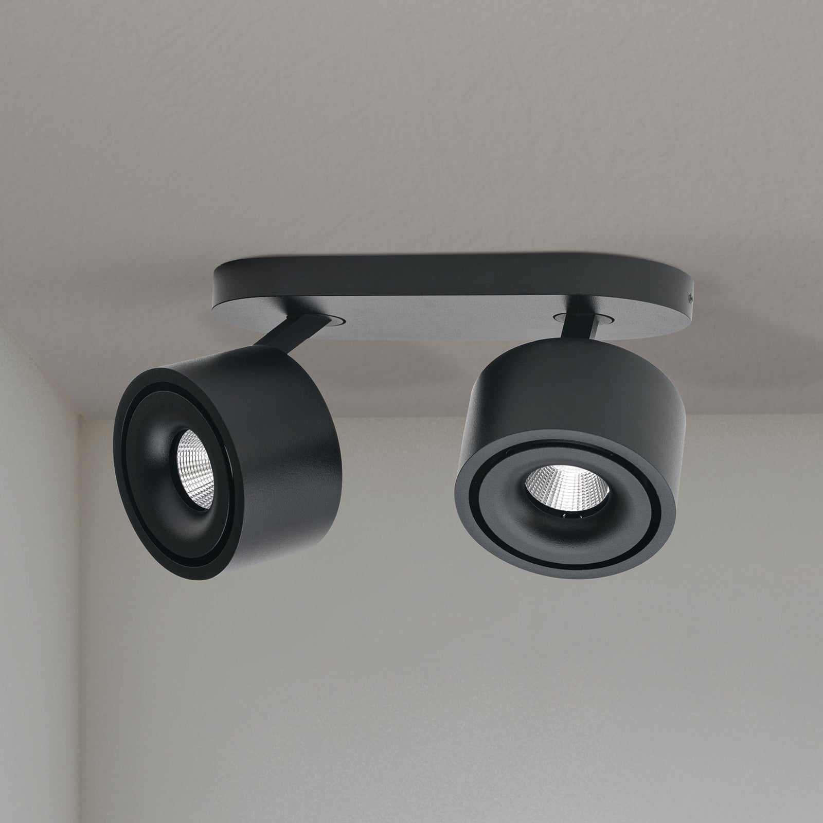 LED takspot Specter 2-lys svart aluminium dimbar montert