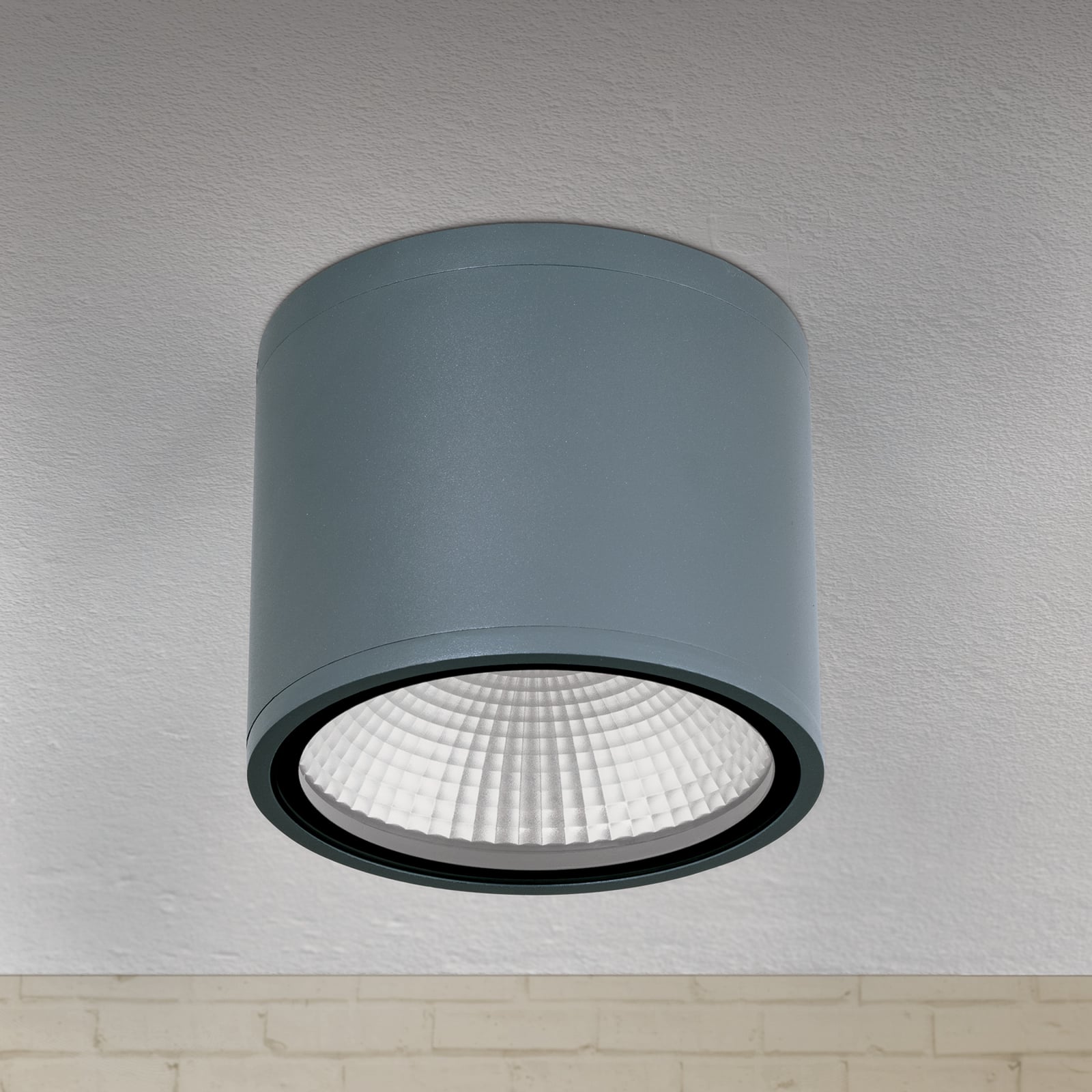LED takspot Sputnik antrasitt Ø14,5 cm IP65 3000K forfra