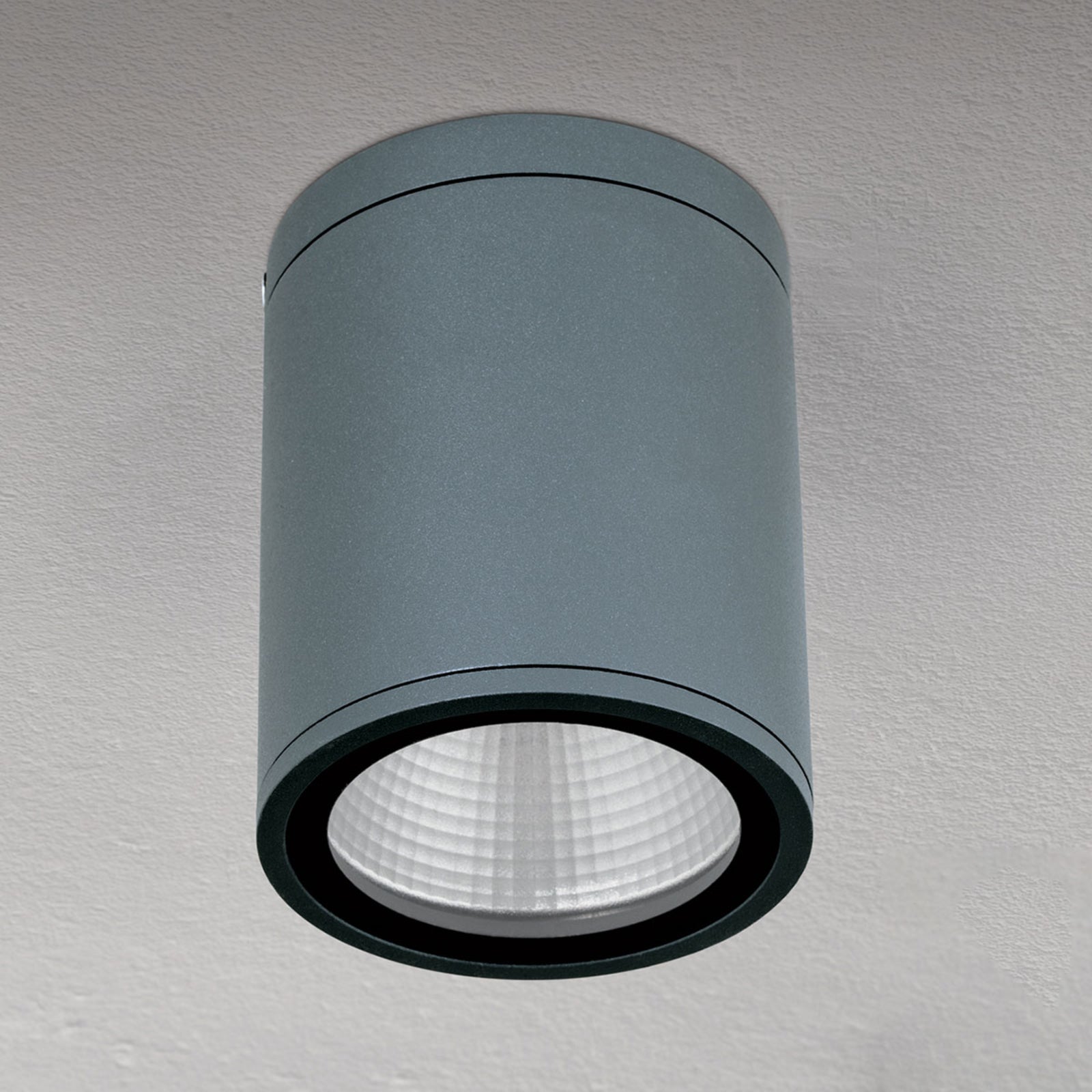 LED takspot Sputnik antrasitt aluminium Ø9 cm IP65 bakside