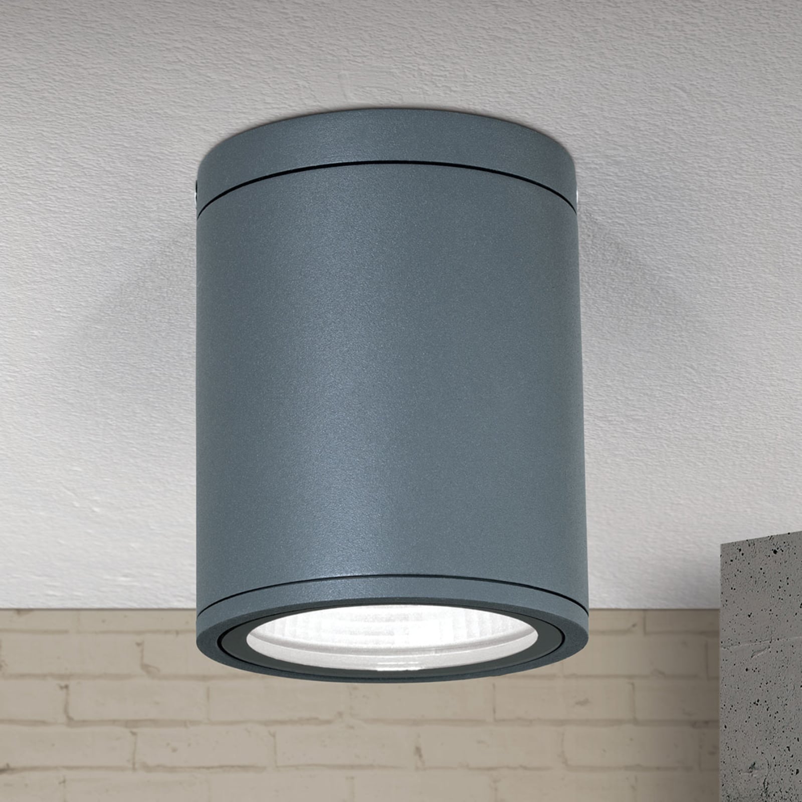 LED takspot Sputnik antrasitt aluminium Ø9 cm IP65 detalj