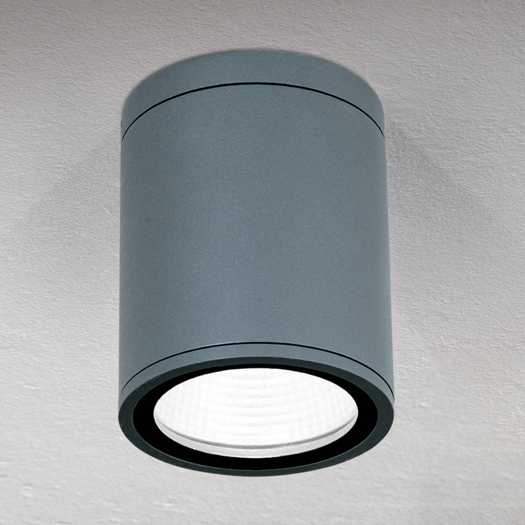 LED takspot Sputnik antrasitt aluminium Ø9 cm IP65 forfra