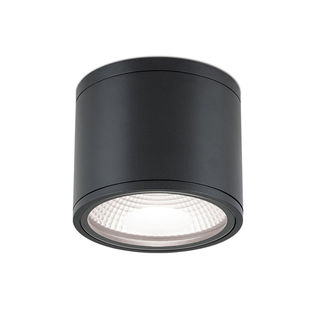 LED takspot Sputnik svart Ø14,5 cm 13W IP65 forfra