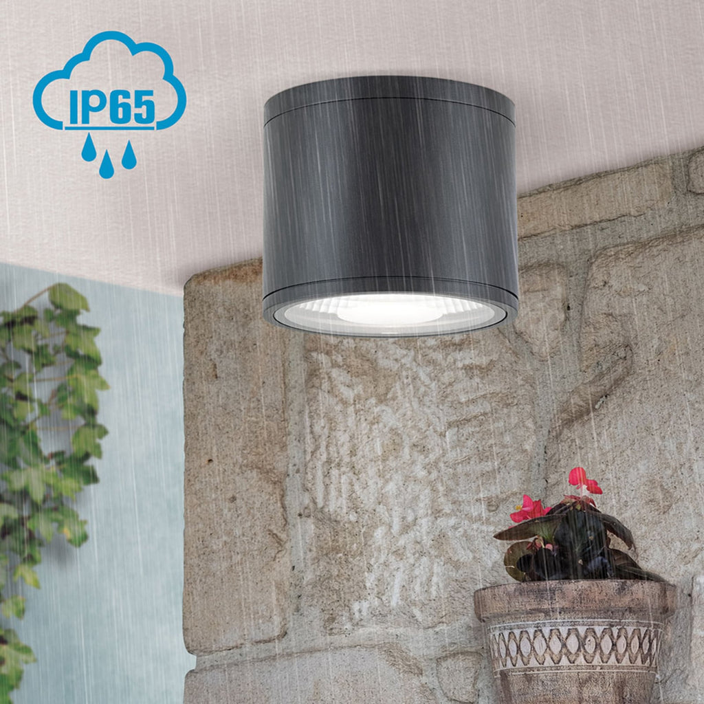 LED takspot Sputnik svart Ø14,5 cm 13W IP65 montert i tak